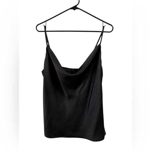 Satin black tank top blouse - Picture 1 of 4
